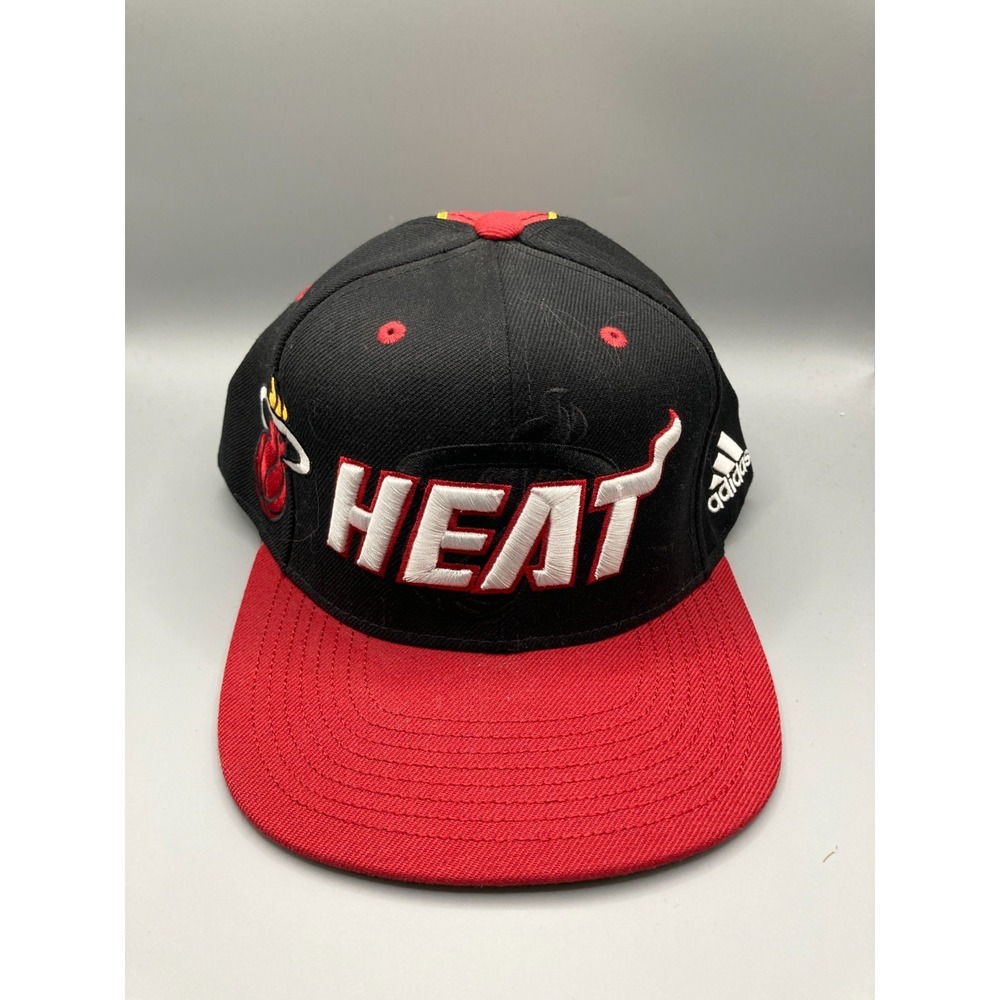 Miami Heat Hat Snapback Cap Mens Black Red Adidas NBA Basketball Embroidered